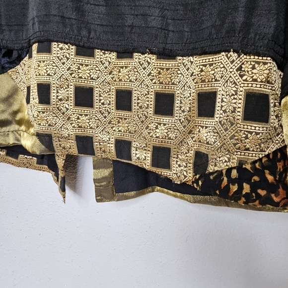 Mirasol Vintage Silk Blend Black Gold Embellished Jacket Women Size L Large - Picture 12 of 15